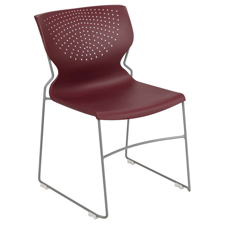 Everleigh Orange Full Back Ergonomic Stack Chair with Gray Metal Frame
