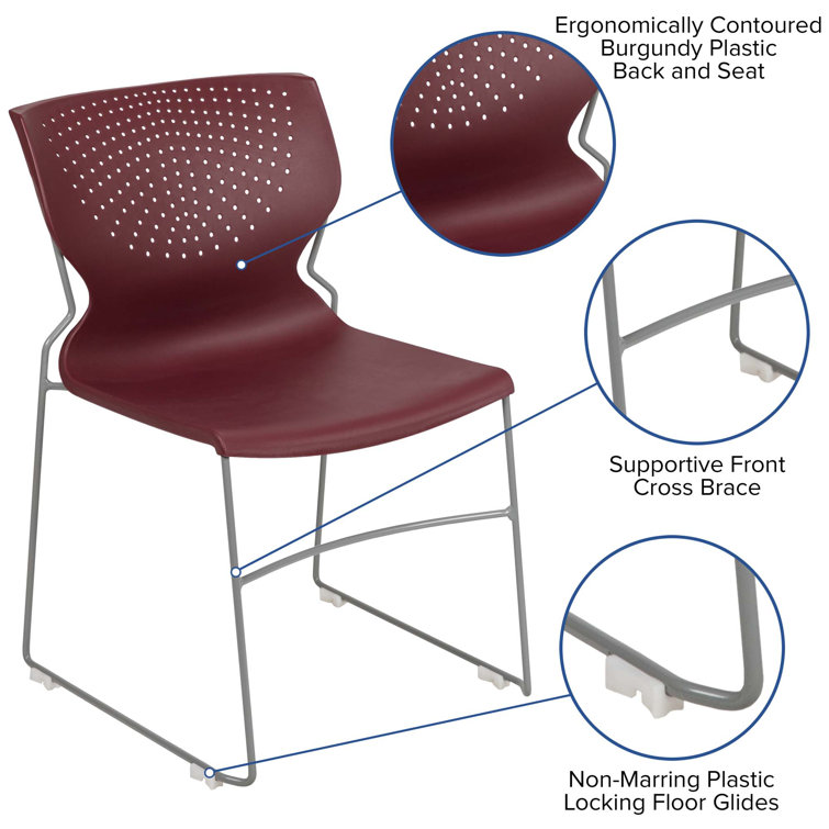 Everleigh Orange Full Back Ergonomic Stack Chair with Gray Metal Frame