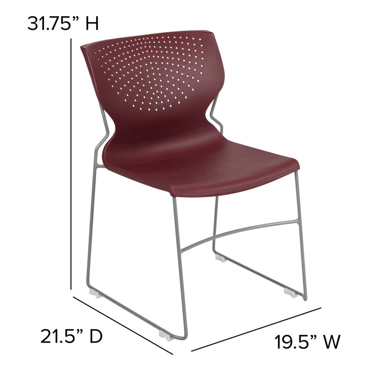 Everleigh Orange Full Back Ergonomic Stack Chair with Gray Metal Frame