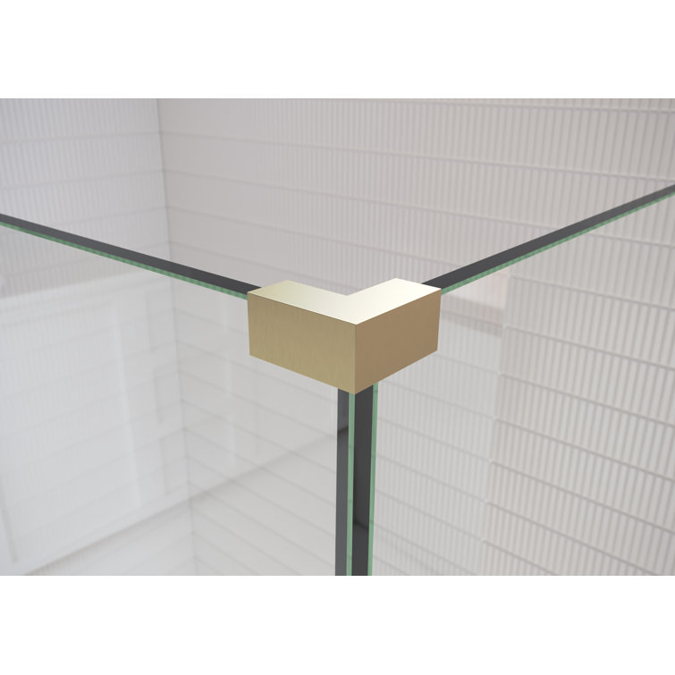 Matte Black Frameless Glass Shower Enclosure with Brass Fittings