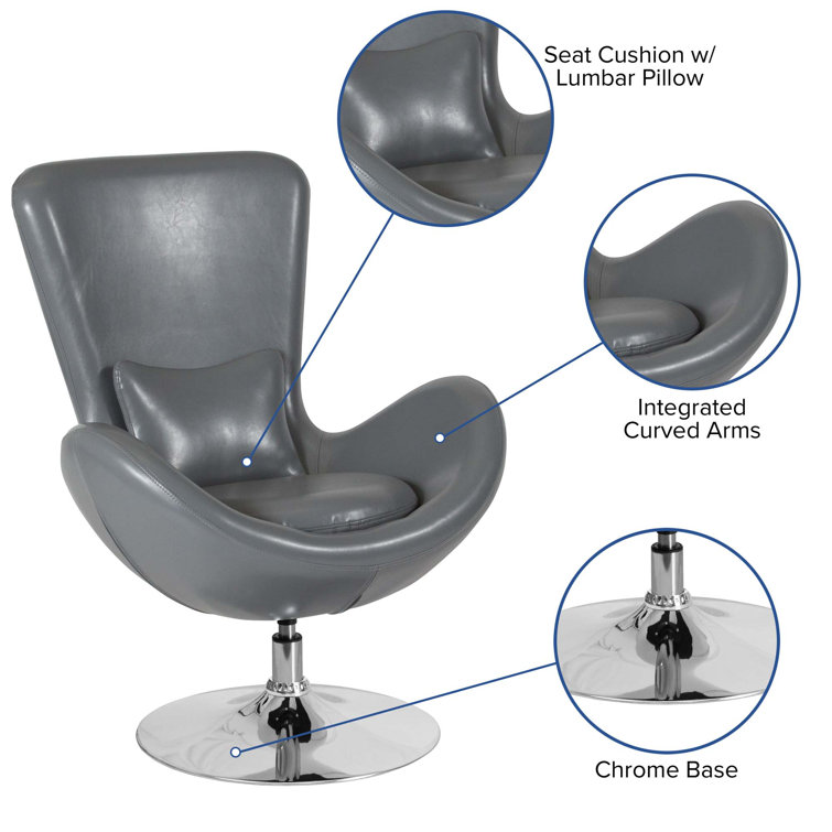 High Back Gray LeatherSoft Swivel Reception Chair with Metal Base