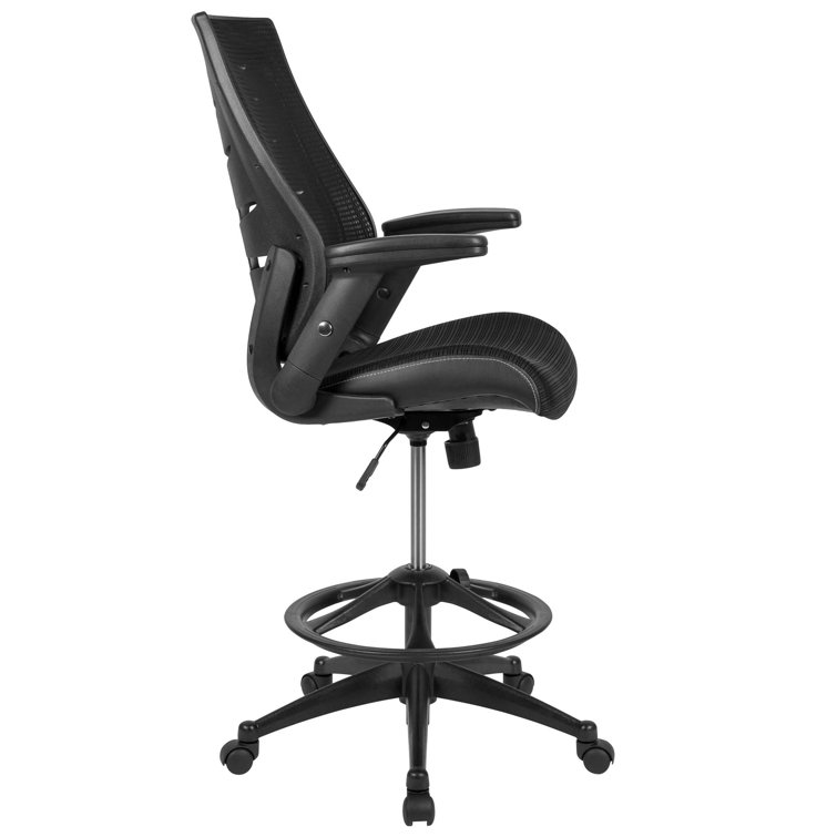 ErgoDraft High-Back Mesh Drafting Chair with Adjustable Arms in Black