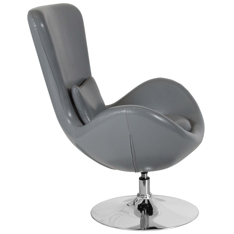 High Back Gray LeatherSoft Swivel Reception Chair with Metal Base
