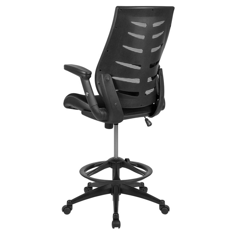 ErgoDraft High-Back Mesh Drafting Chair with Adjustable Arms in Black
