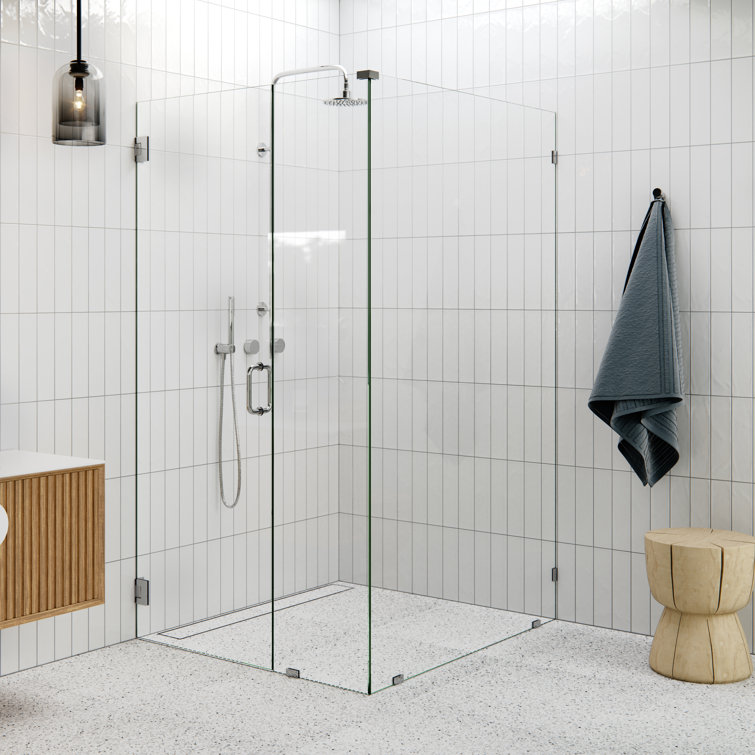 78" Frameless Clear Glass Shower Enclosure with Chrome Finish