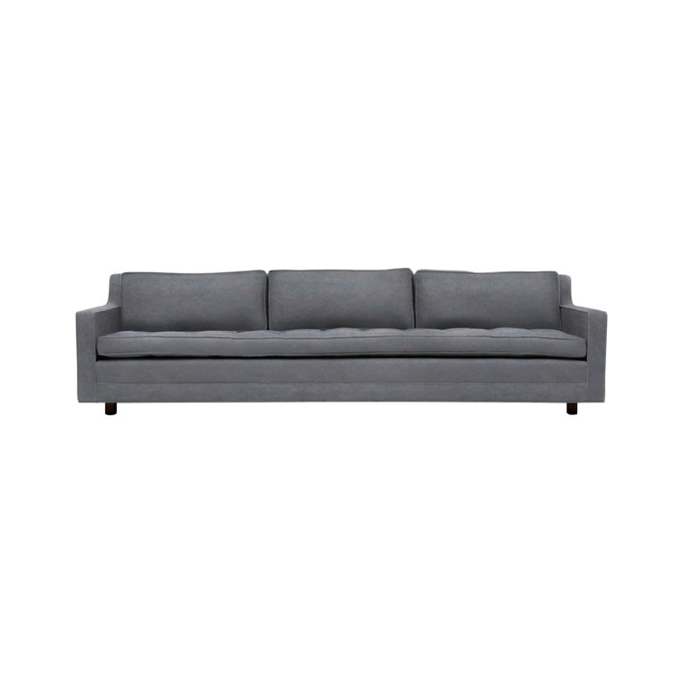 94'' Slate Velvet Square Arm Sofa with Solid Wood Frame