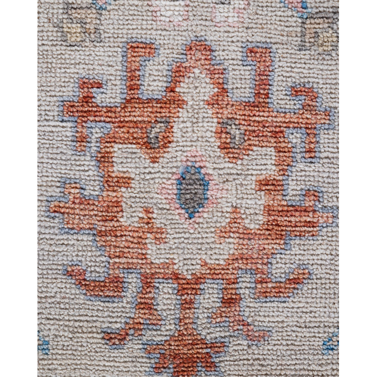 Adorn Oushak Ivory Geometric Hand-Knotted Wool Area Rug, 6'2" x 8'8"