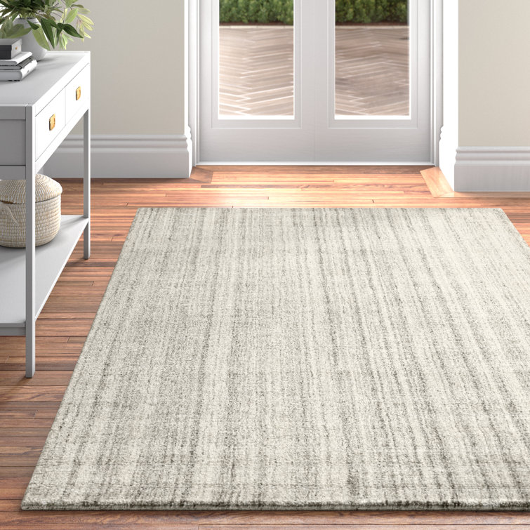 Sandshell Gray Hand Loomed Wool and Viscose Rug 9' x 13'