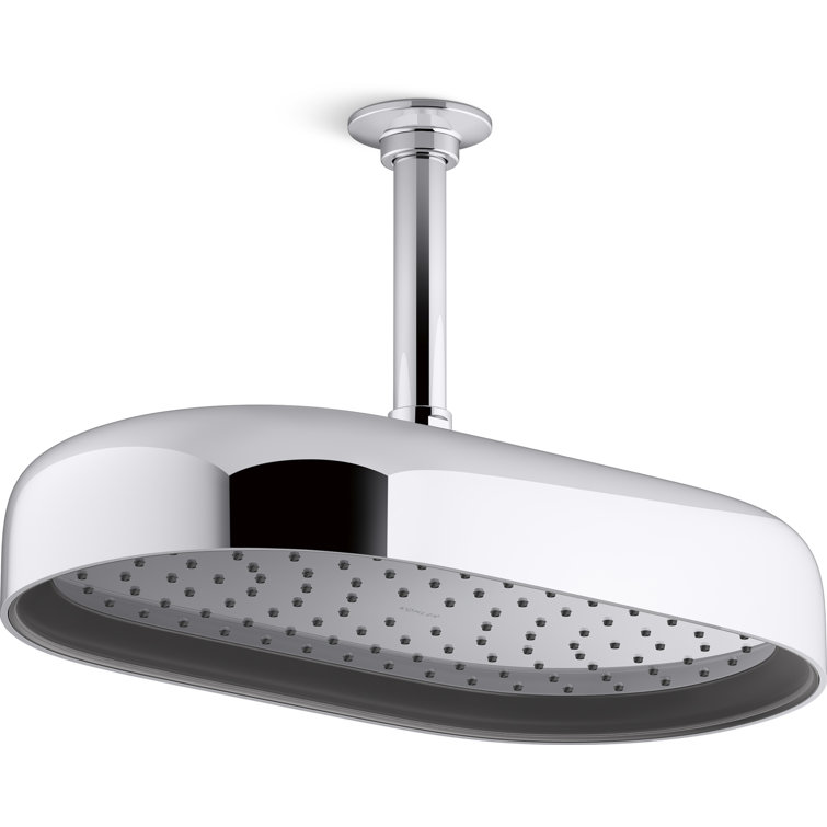 Elegant 14" Oval Ceiling-Mount Rain Showerhead in Polished Chrome