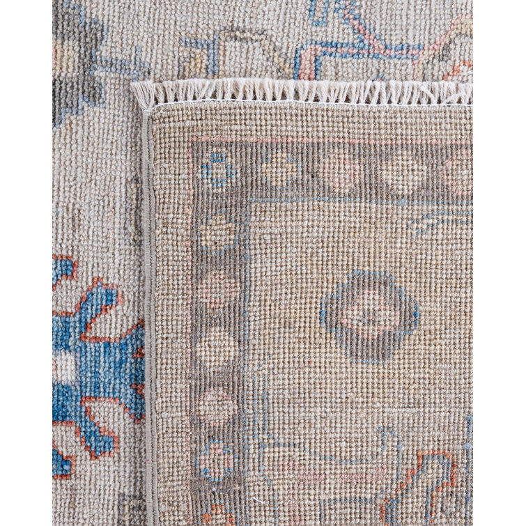 Adorn Oushak Ivory Geometric Hand-Knotted Wool Area Rug, 6'2" x 8'8"