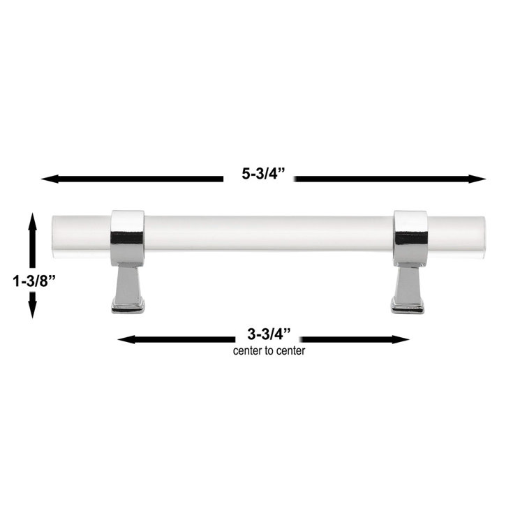 6-Inch Polished Chrome Acrylic Bar Pull with Mounting Hardware