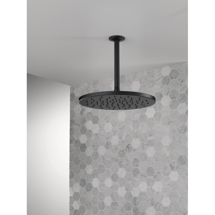 Matte Black Round Metal Rain Shower Head, 11.75-inch