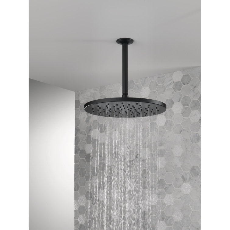 Matte Black Round Metal Rain Shower Head, 11.75-inch