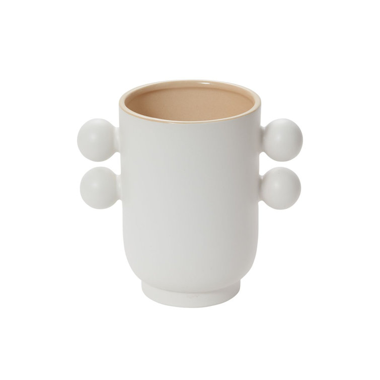 White Round Handmade Ceramic Planter with Spheres