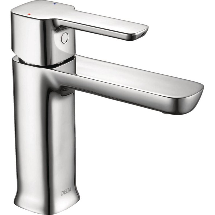 Delta Modern Chrome 6.5" Single Hole Bathroom Faucet with Drain Assembly