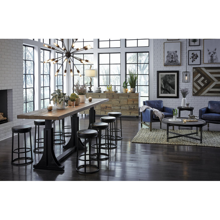 Transitional Blue Leather Club Accent Chair with Brass Metal Frame