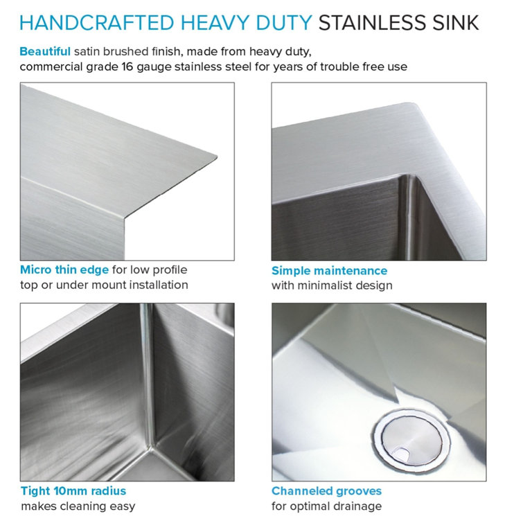 25'' Silver Stainless Steel Drop-In Undermount Laundry Sink