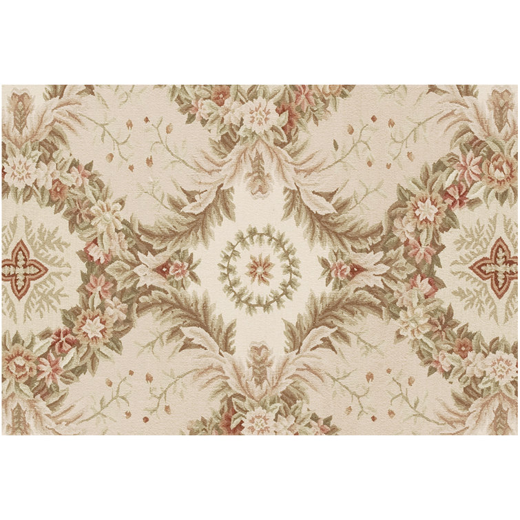 Ivory and Gold Hand-Knotted Wool Oriental 8' x 10' Rug