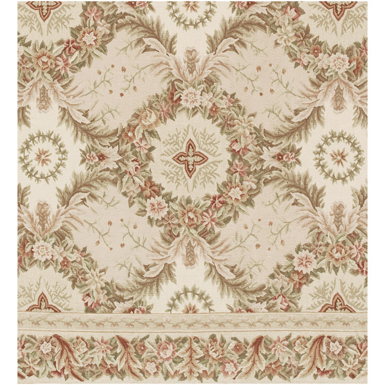 Ivory and Gold Hand-Knotted Wool Oriental 8' x 10' Rug