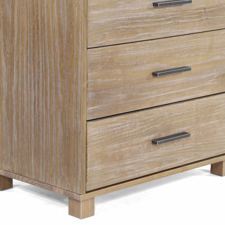 Weathered Pine Solid Wood 5-Drawer Chest with Metal Glides