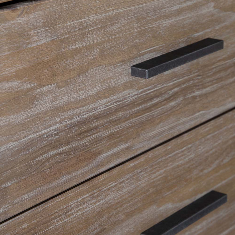 Weathered Pine Solid Wood 5-Drawer Chest with Metal Glides