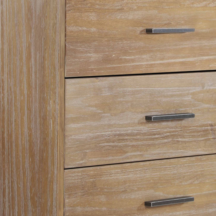 Weathered Pine Solid Wood 5-Drawer Chest with Metal Glides