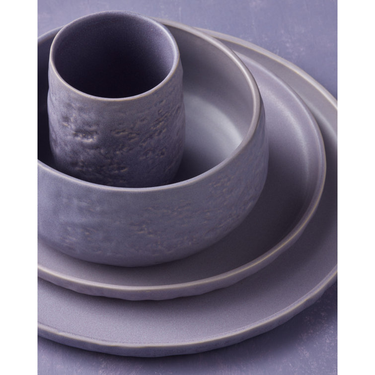 Lavender and White Textured Ceramic 16-Piece Dinnerware Set