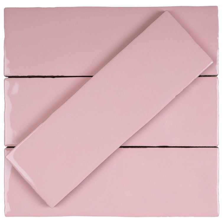 Borgo Pink Polished Porcelain Subway Wall and Floor Tile