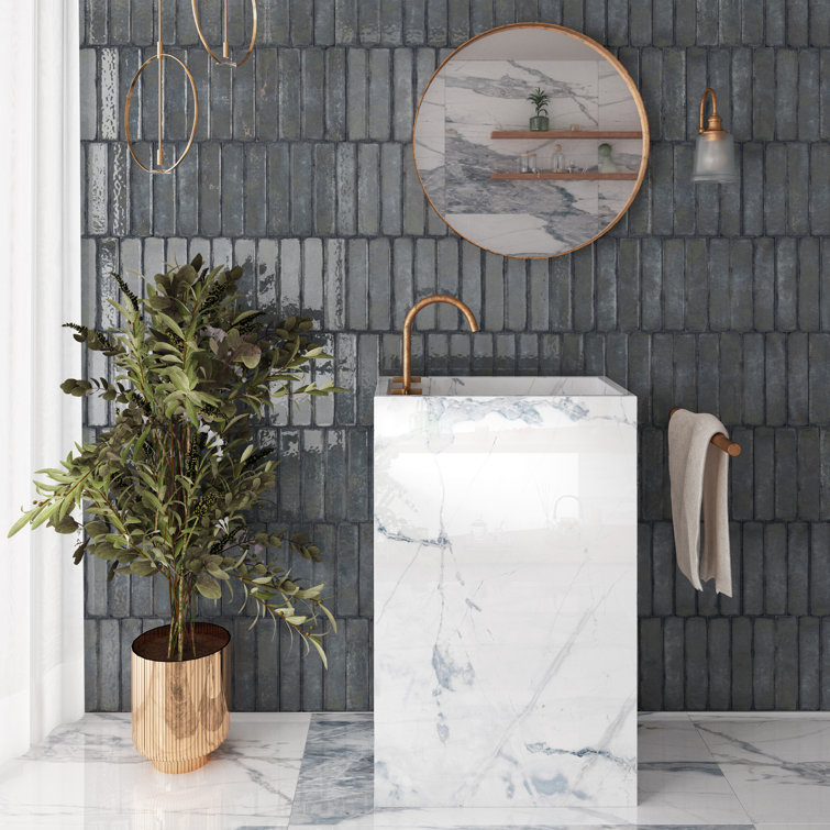 Azul Blue 3" x 12" Glossy Ceramic Subway Wall Tile