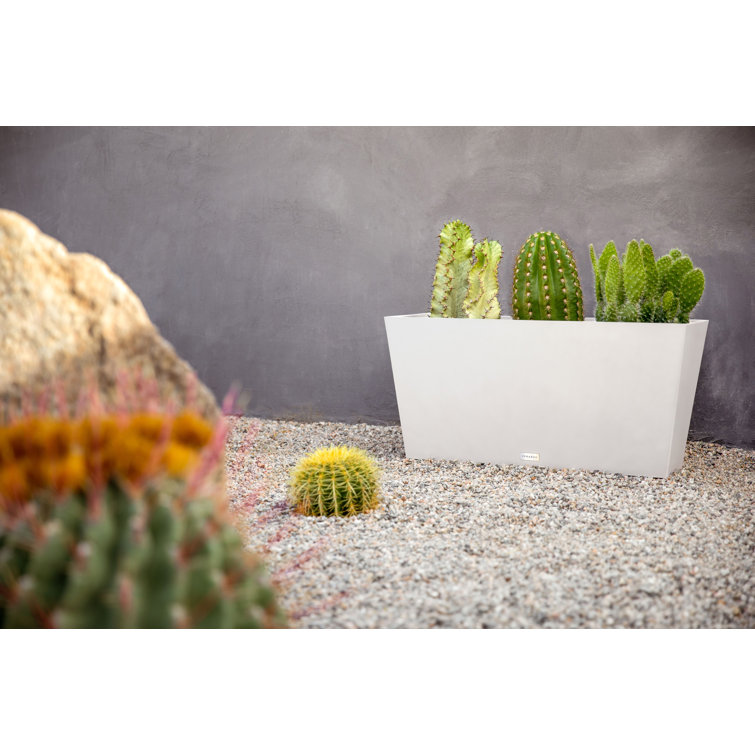 Modern Midori White Recycled Plastic 31" Trough Planter