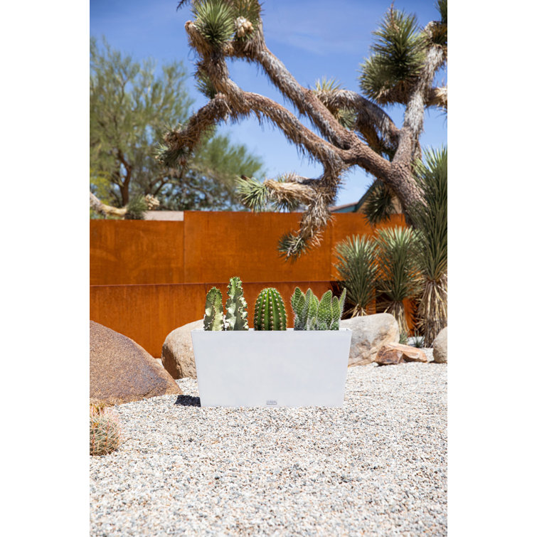Modern Midori White Recycled Plastic 31" Trough Planter