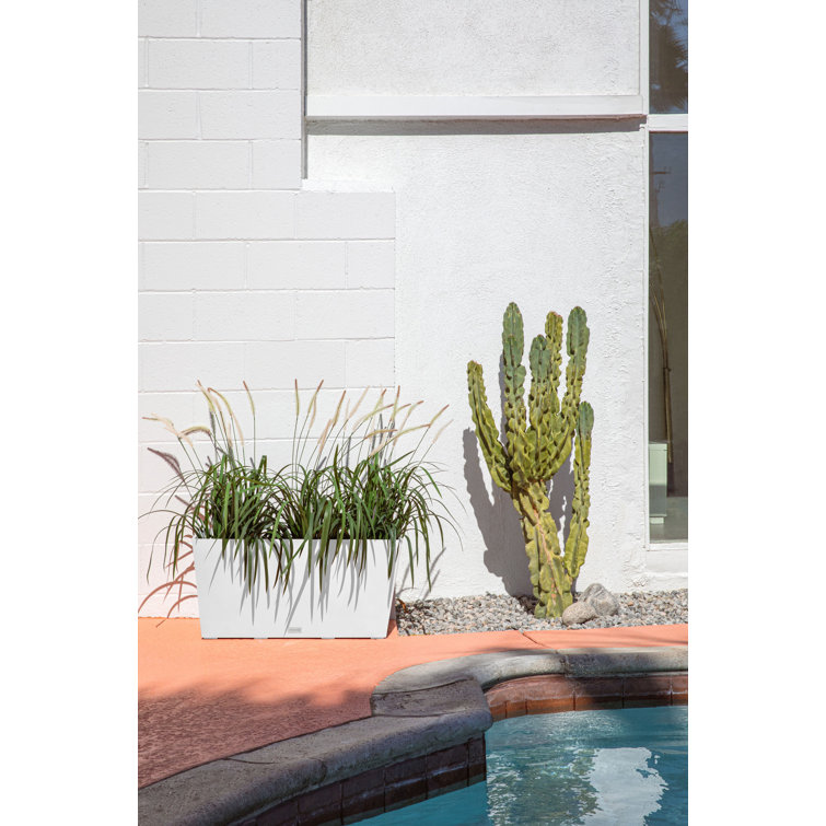 Modern Midori White Recycled Plastic 31" Trough Planter