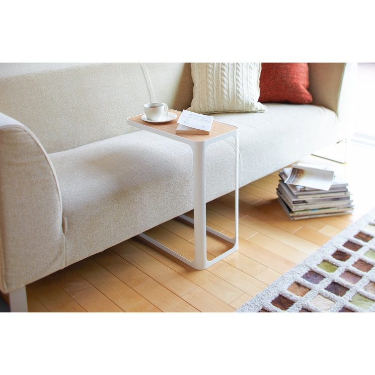 Minimalist Metal and Wood C-Shaped Side Table - Compact and Versatile