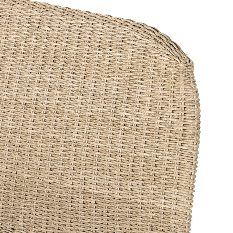 Curved Natural Wicker Outdoor Bench in Beige