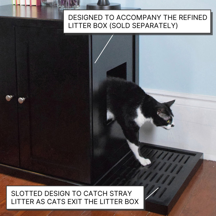 Espresso Solid Wood Cat Litter Catch Tray