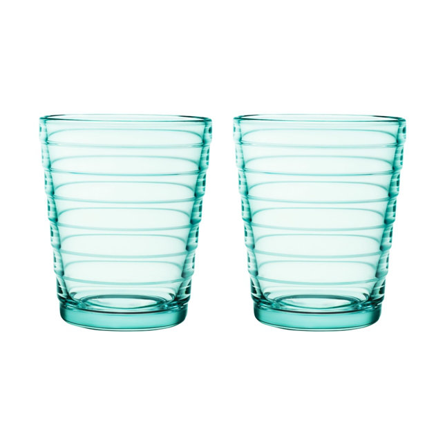 Water Green Recyclable Glass Tumblers, 7.75 oz, Set of 2