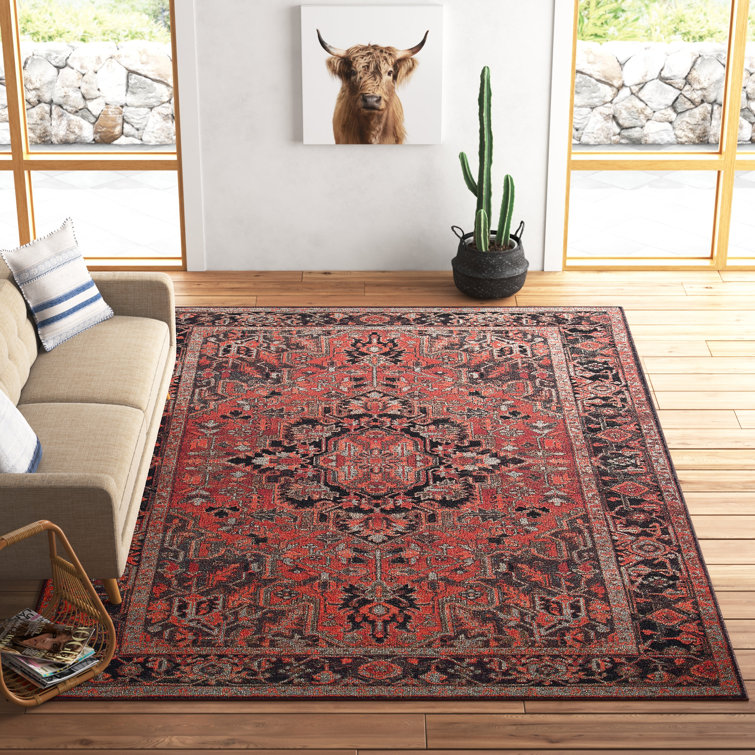 Elegant Tufted Wool-Blend 7'9" x 10' Area Rug in Rich Red