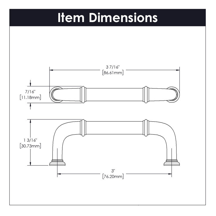 Cottage Black Nickel Rectangular Cabinet Pulls with Mounting Hardware