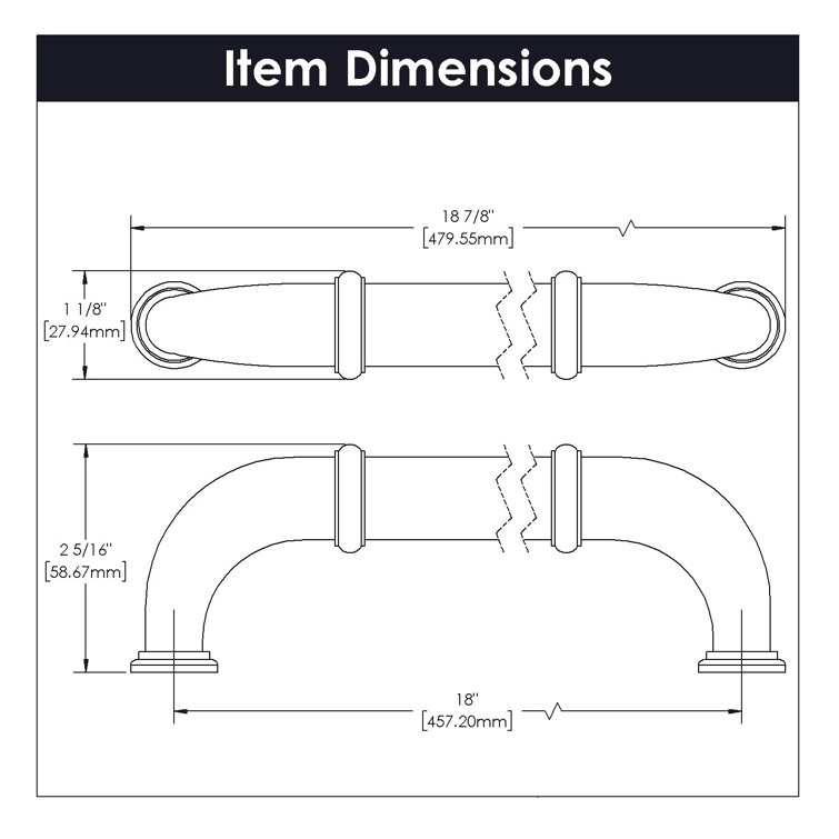 Cottage 18" Satin Nickel Appliance Pull Handle