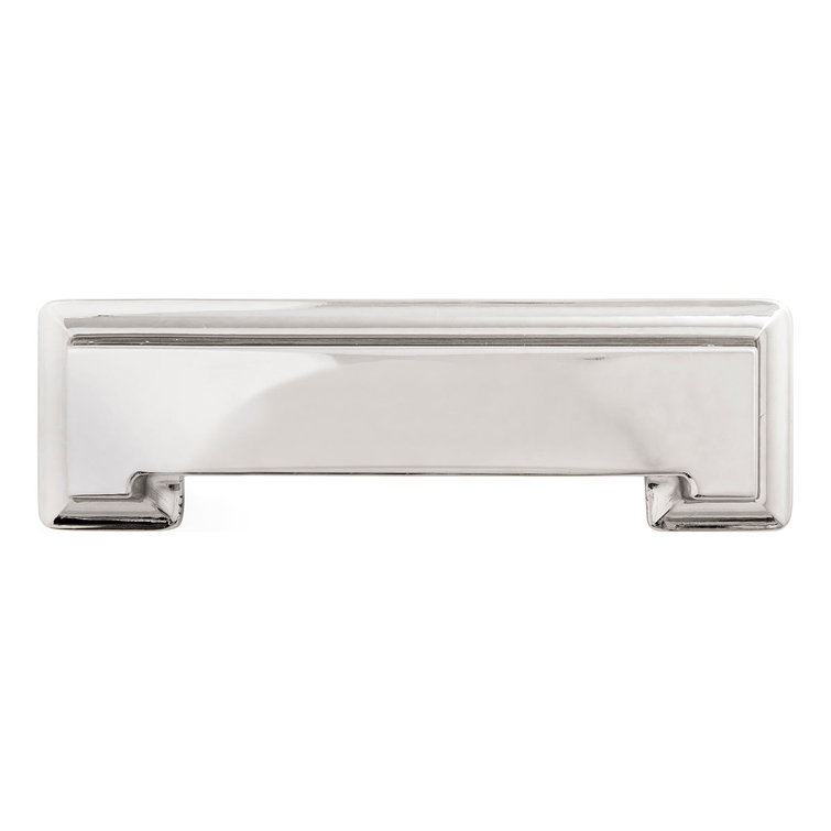 Polished Nickel Modern Cup Handle with Mounting Hardware