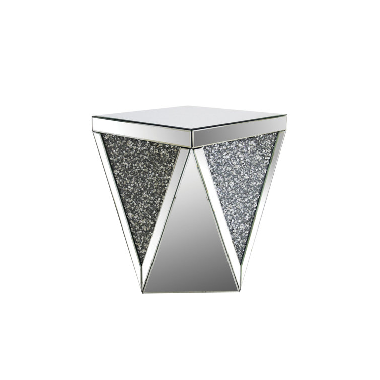 Noralie 19" Mirrored Glass and Metal End Table