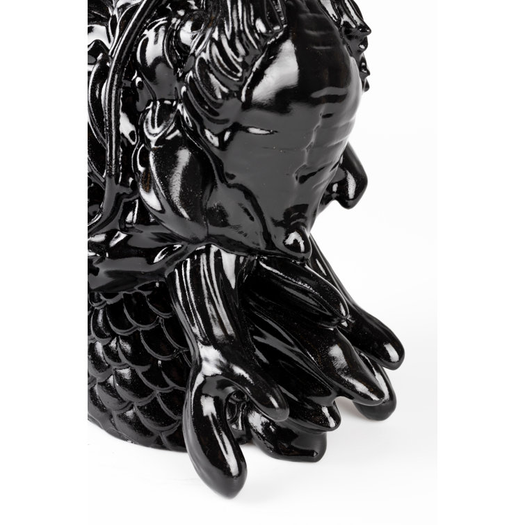 Glossy Black Resin Dragon Table Lamp