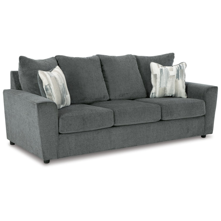 Ashley Stairatt Contemporary Gray Plush Chenille Sofa