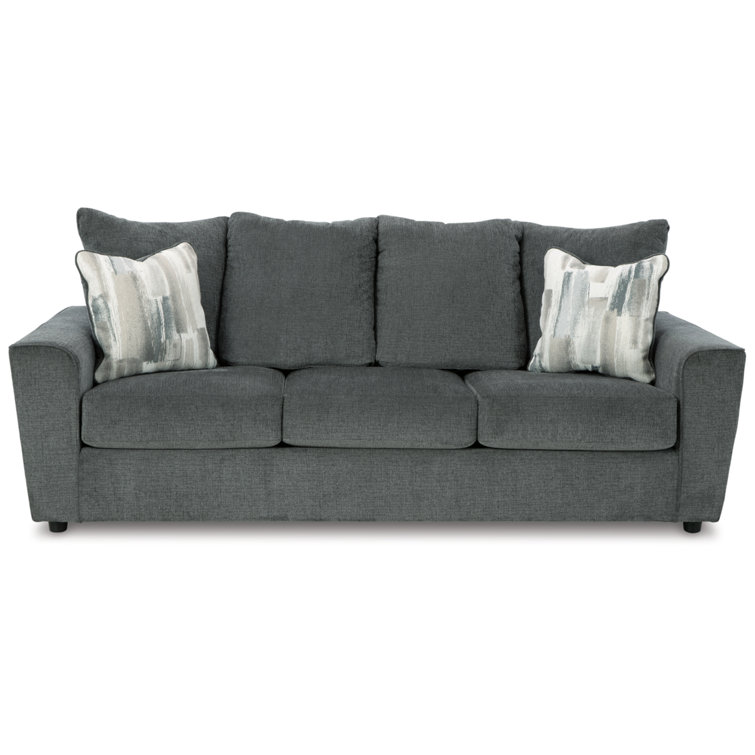 Ashley Stairatt Contemporary Gray Plush Chenille Sofa