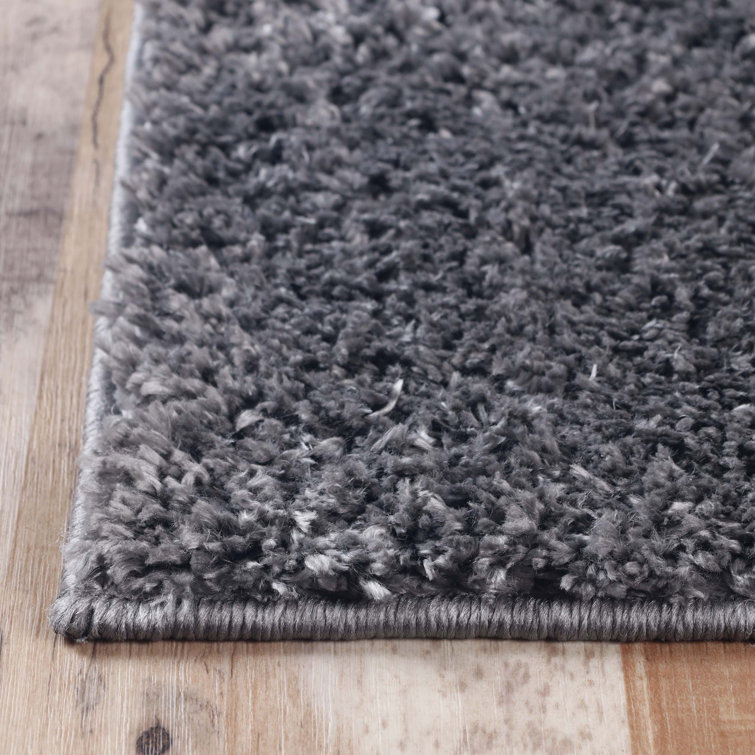 Plush Gray Shag Area Rug 5' x 8' with Cotton Backing