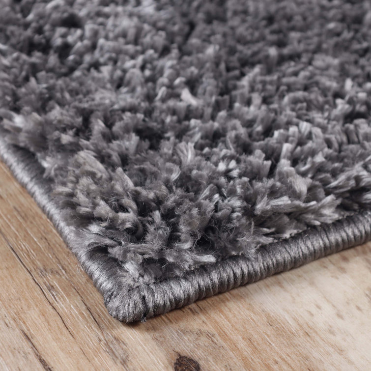 Plush Gray Shag Area Rug 5' x 8' with Cotton Backing