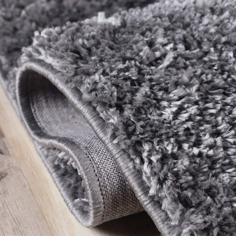 Plush Gray Shag Area Rug 5' x 8' with Cotton Backing