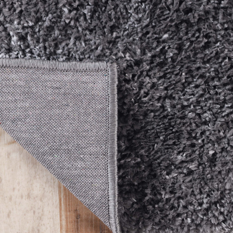 Plush Gray Shag Area Rug 5' x 8' with Cotton Backing