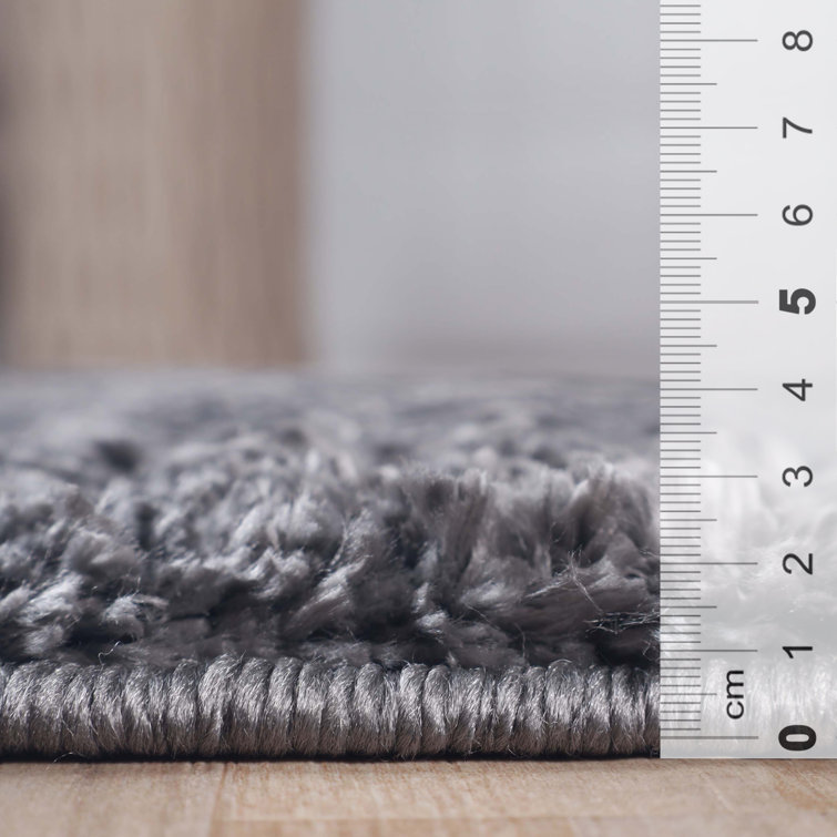 Plush Gray Shag Area Rug 5' x 8' with Cotton Backing