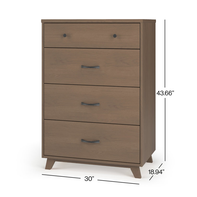 Dusty Heather Mid-Century Modern Nursery Chest with 4 Drawers